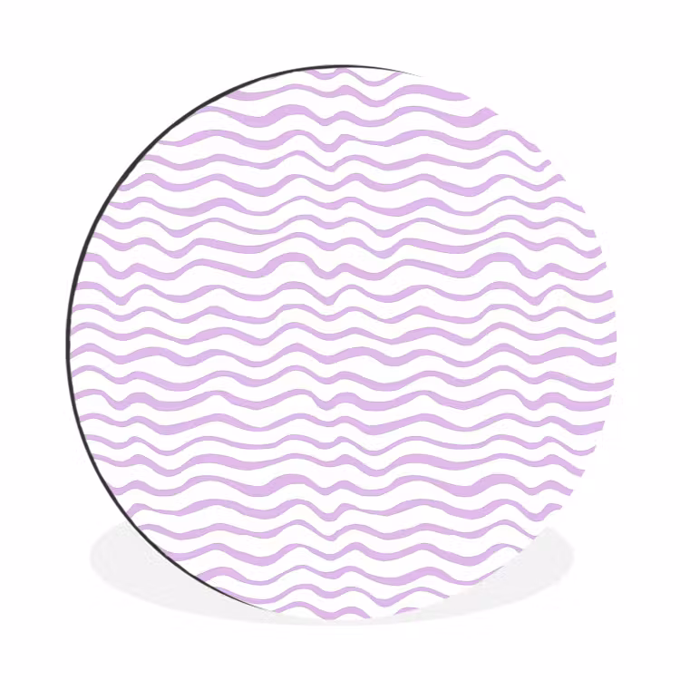 Wandcirkel - Aluminium - Lila - Geometrisch - Golfjes - Lijnen - Patroon — 1