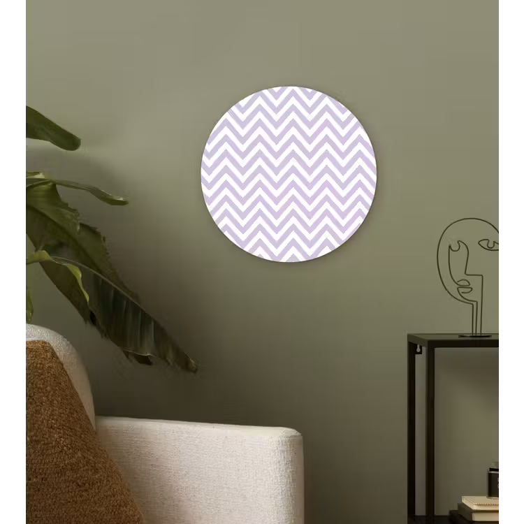 Wandcirkel - Glas - Lila - Geometrisch - Chevron - Zigzag - Patroon — 3