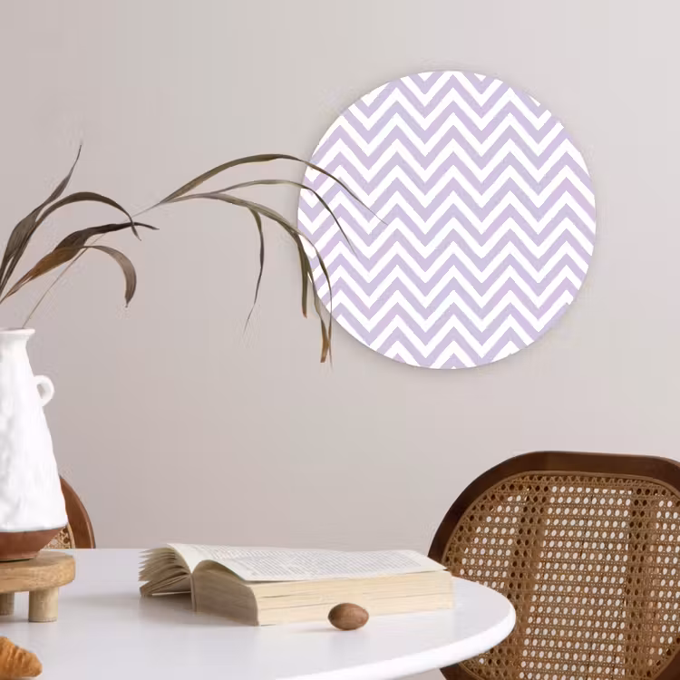 Wandcirkel - Glas - Lila - Geometrisch - Chevron - Zigzag - Patroon — 4