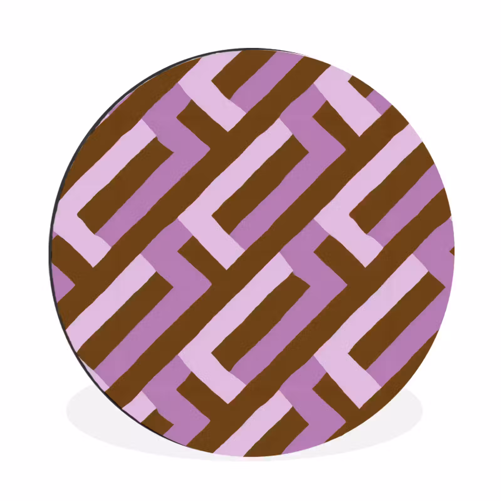 Wandcirkel - Aluminium - Bruin - Roze - Geometrisch - Meander - Patroon — 1