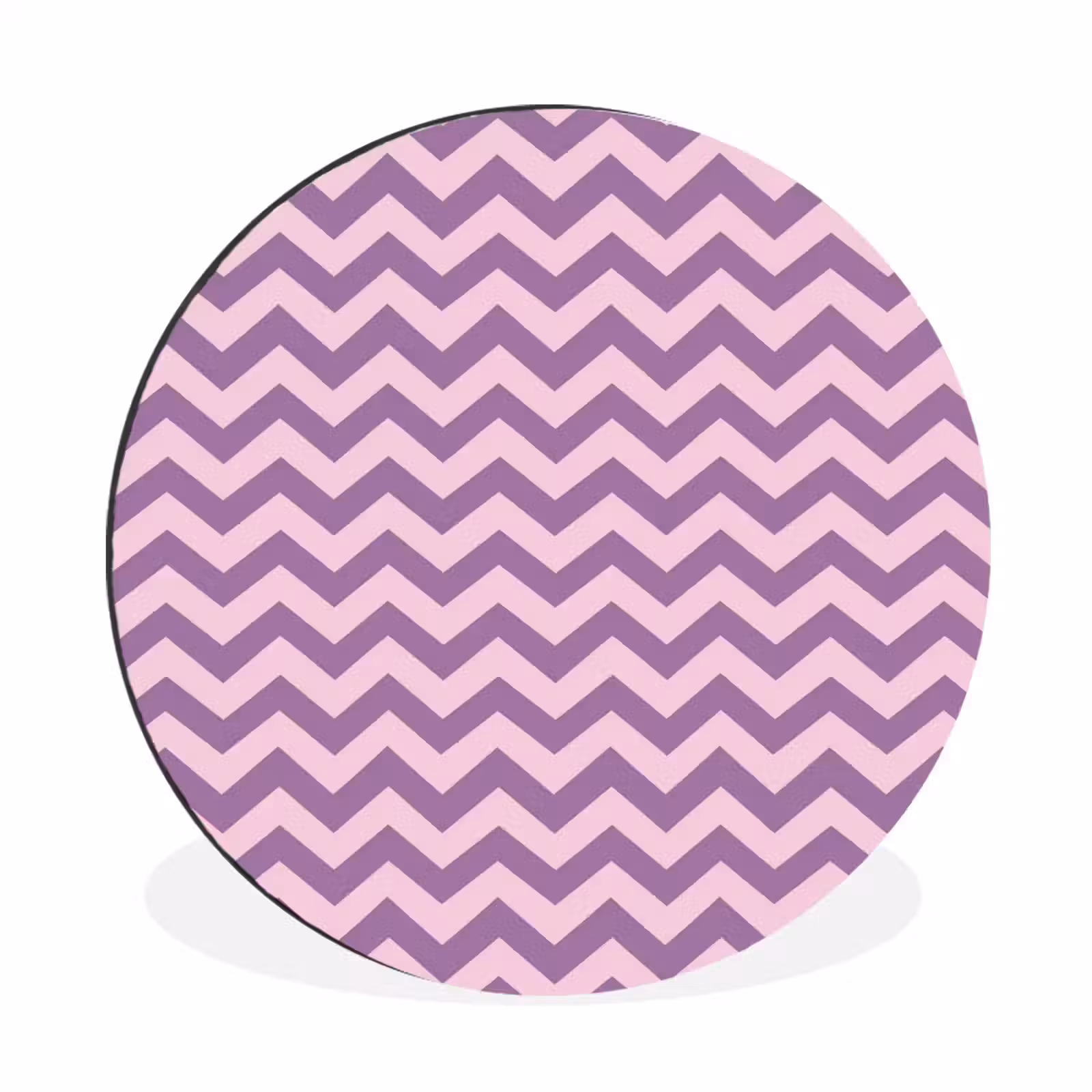 Wandcirkel - Aluminium - Paars - Roze - Geometrisch - Chevron - Zigzag - Patroon — 1