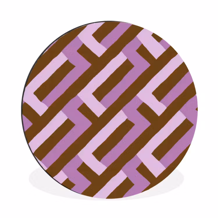 Wandcirkel - Aluminium - Bruin - Roze - Geometrisch - Meander - Patroon — 1