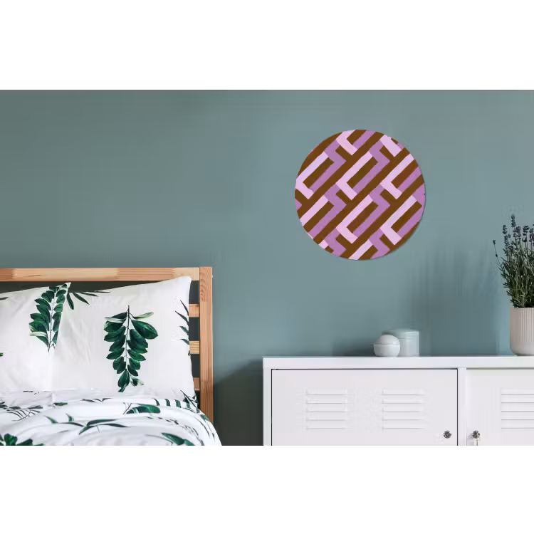 Wandcirkel - Aluminium - Bruin - Roze - Geometrisch - Meander - Patroon — 4