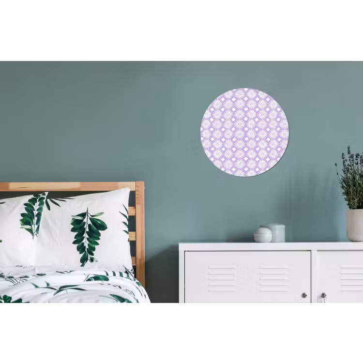 Wandcirkel - Aluminium - Lila - Botanisch - Bloemen - Margrieten - Patroon — 4