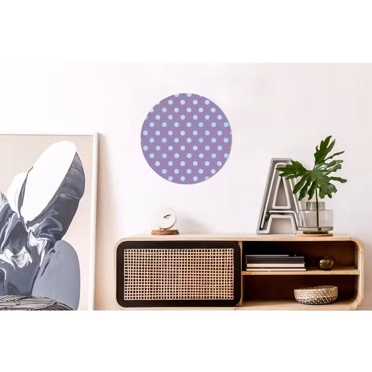 Wandcirkel - Aluminium - Paars - Blauw - Geometrisch - Stippen - Polka Dot - Patroon — 3