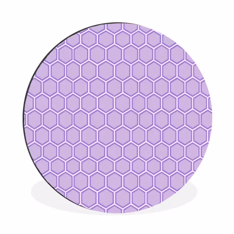 Wandcirkel - Aluminium - Paars - Geometrisch - Honeycomb - Bijenraat - Patroon — 1