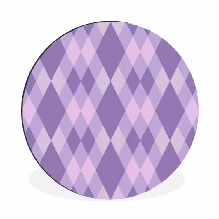 Wandcirkel - Aluminium - Paars - Geometrisch - Ruiten - Argyle - Patroon — 1