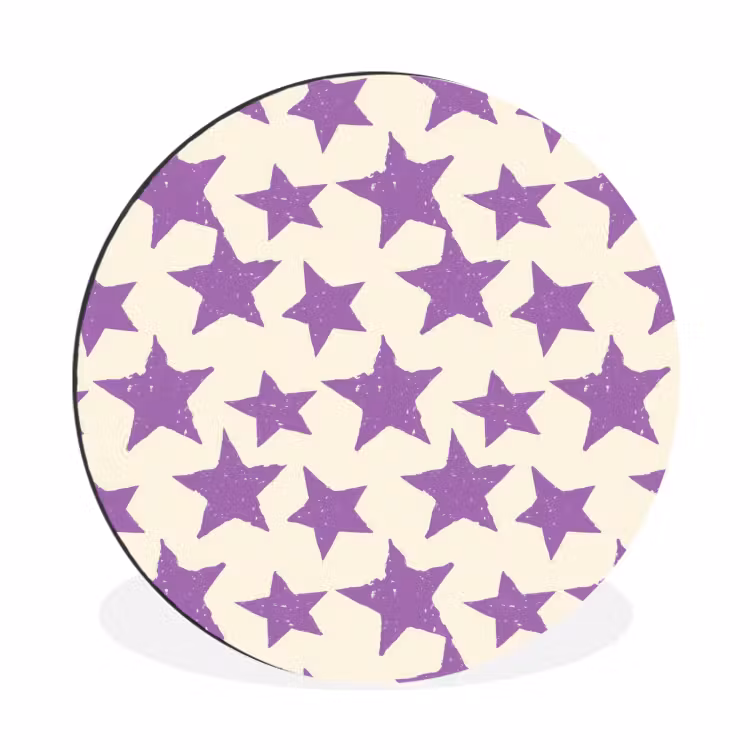 Wandcirkel - Aluminium - Paars - Geometrisch - Sterren - Stempel - Patroon — 1