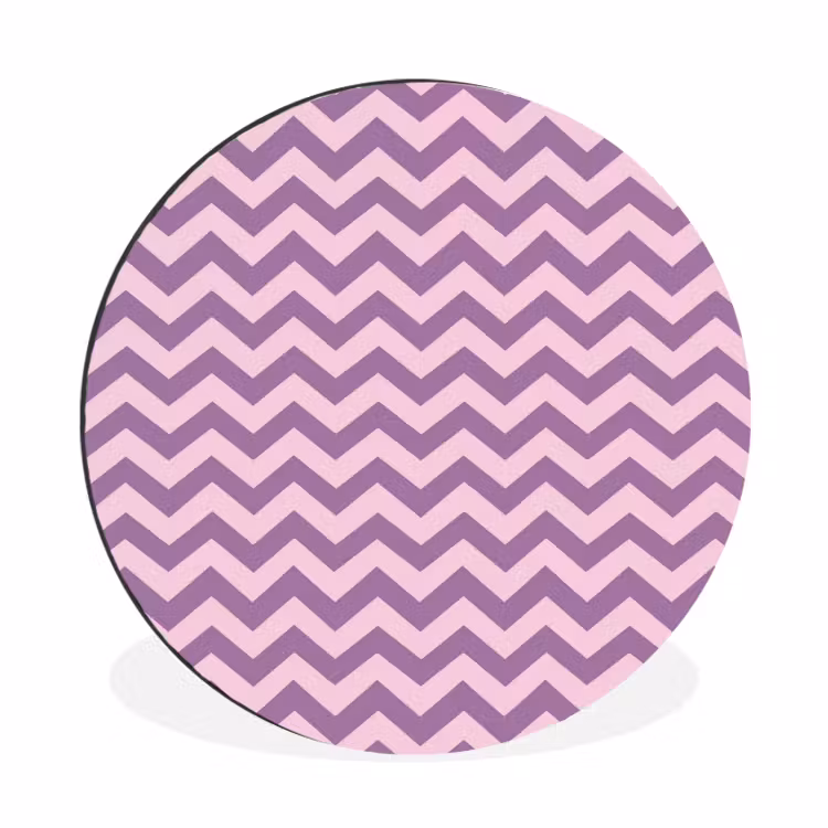 Wandcirkel - Aluminium - Paars - Roze - Geometrisch - Chevron - Zigzag - Patroon — 1
