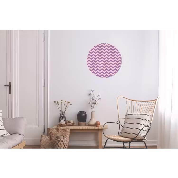 Wandcirkel - Aluminium - Paars - Roze - Geometrisch - Chevron - Zigzag - Patroon — 2