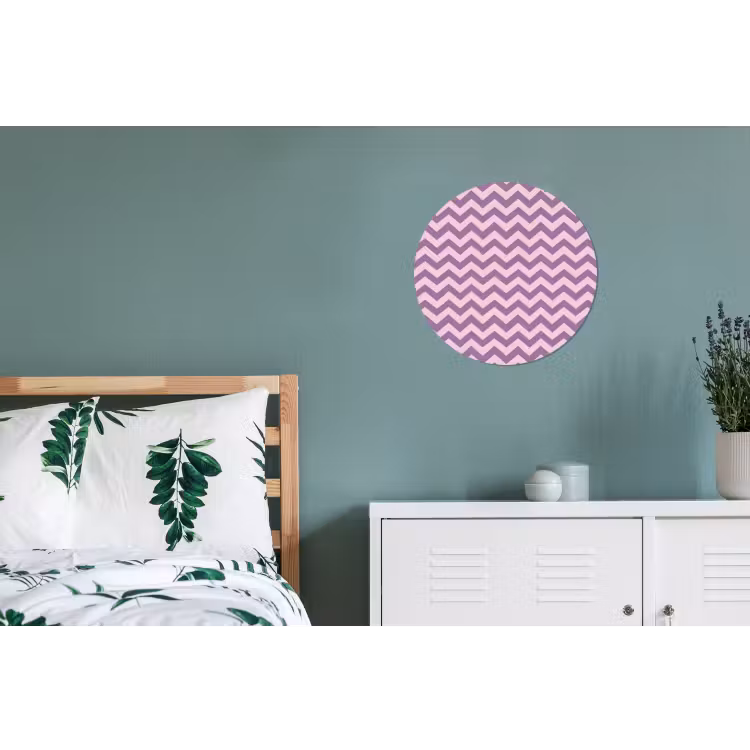 Wandcirkel - Aluminium - Paars - Roze - Geometrisch - Chevron - Zigzag - Patroon — 4