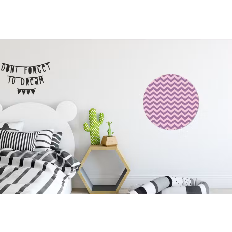 Wandcirkel - Aluminium - Paars - Roze - Geometrisch - Chevron - Zigzag - Patroon — 5