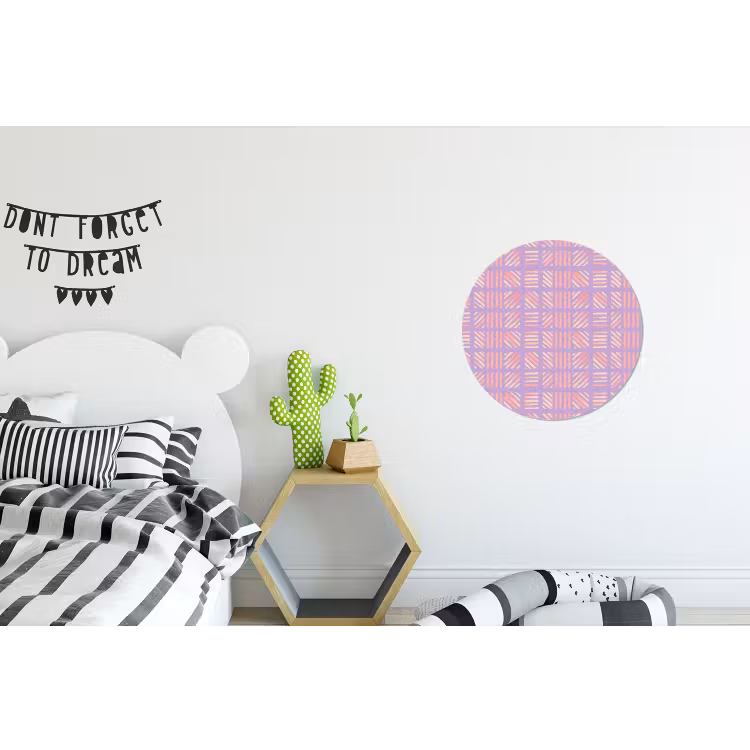 Wandcirkel - Aluminium - Paars - Roze - Geometrisch - Strepen - Blokken - Patroon — 5