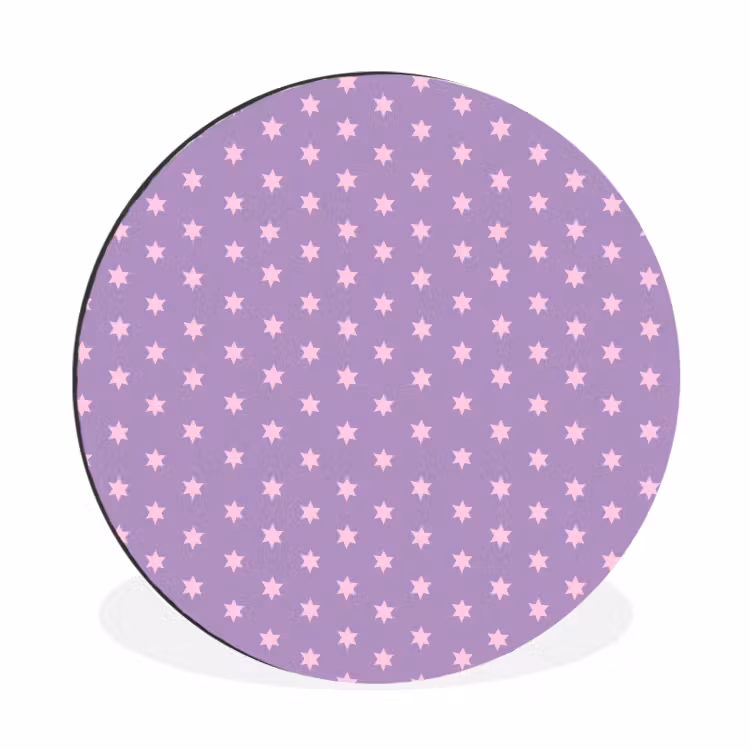 Wandcirkel - Aluminium - Paars - Roze - Sterren - Geometrisch - Patroon — 1