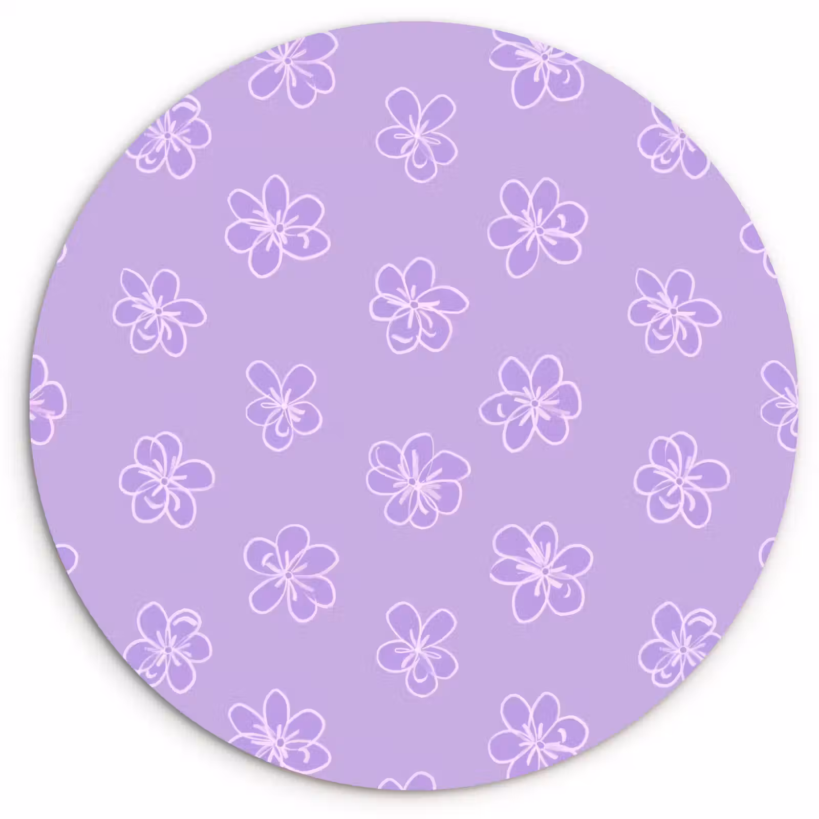Wandcirkel - Glas - Lila - Botanisch - Bloemen - Handgetekend - Patroon — 1
