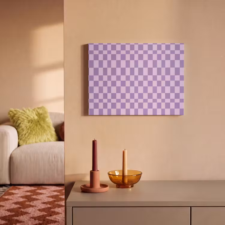 Akoestisch schilderij - Paars - Geometrisch - Dambord - Blokken - Patroon — 2