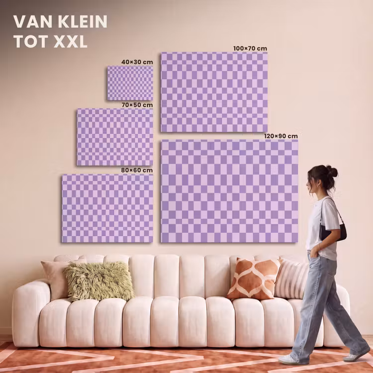 Akoestisch schilderij - Paars - Geometrisch - Dambord - Blokken - Patroon — 7