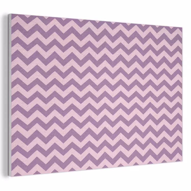 Akoestisch schilderij - Paars - Roze - Geometrisch - Chevron - Zigzag - Patroon — 1