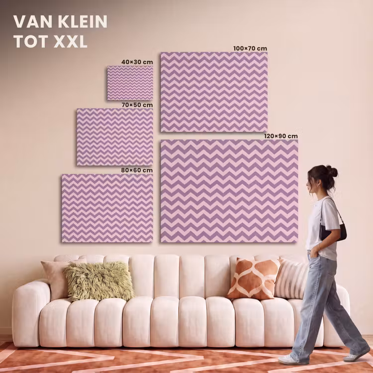 Akoestisch schilderij - Paars - Roze - Geometrisch - Chevron - Zigzag - Patroon — 7