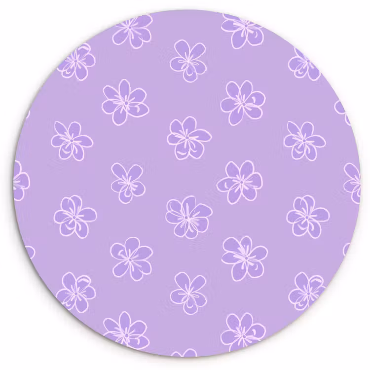 Wandcirkel - Glas - Lila - Botanisch - Bloemen - Handgetekend - Patroon — 1