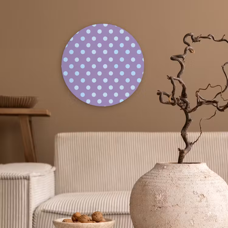 Wandcirkel - Glas - Paars - Blauw - Geometrisch - Stippen - Polka Dot - Patroon — 2
