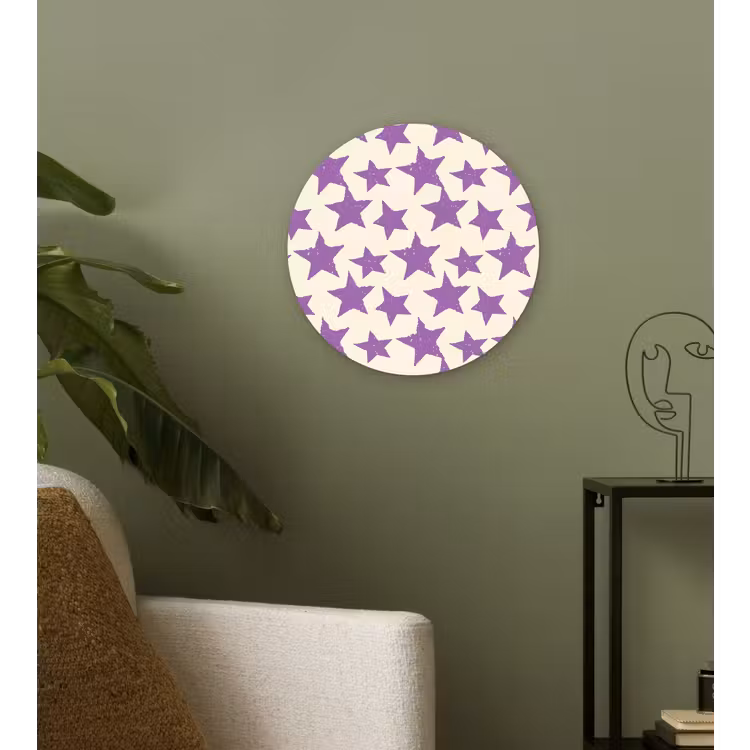Wandcirkel - Glas - Paars - Geometrisch - Sterren - Stempel - Patroon — 3