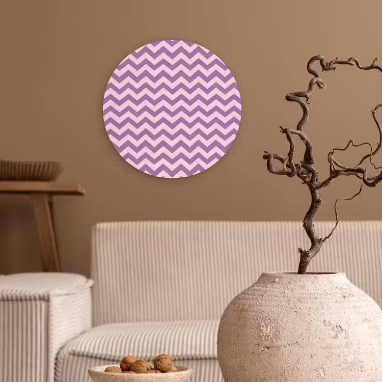 Wandcirkel - Glas - Paars - Roze - Geometrisch - Chevron - Zigzag - Patroon — 2