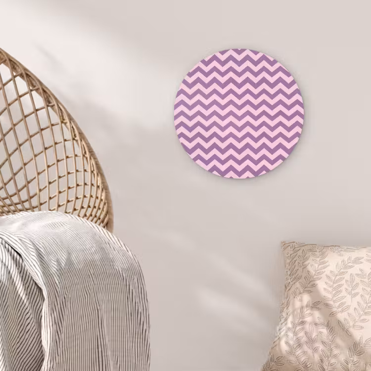 Wandcirkel - Glas - Paars - Roze - Geometrisch - Chevron - Zigzag - Patroon — 5