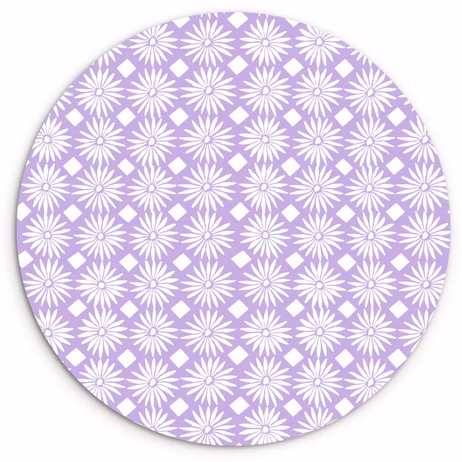 Wandcirkel - Glas - Lila - Botanisch - Bloemen - Margrieten - Patroon — 1