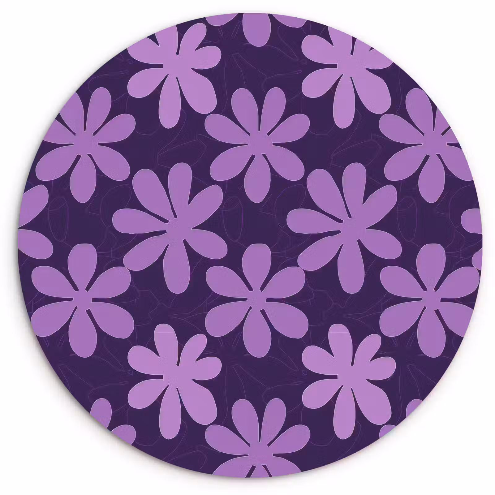 Wandcirkel - Glas - Paars - Botanisch - Bloemen - Retro - Patroon — 1
