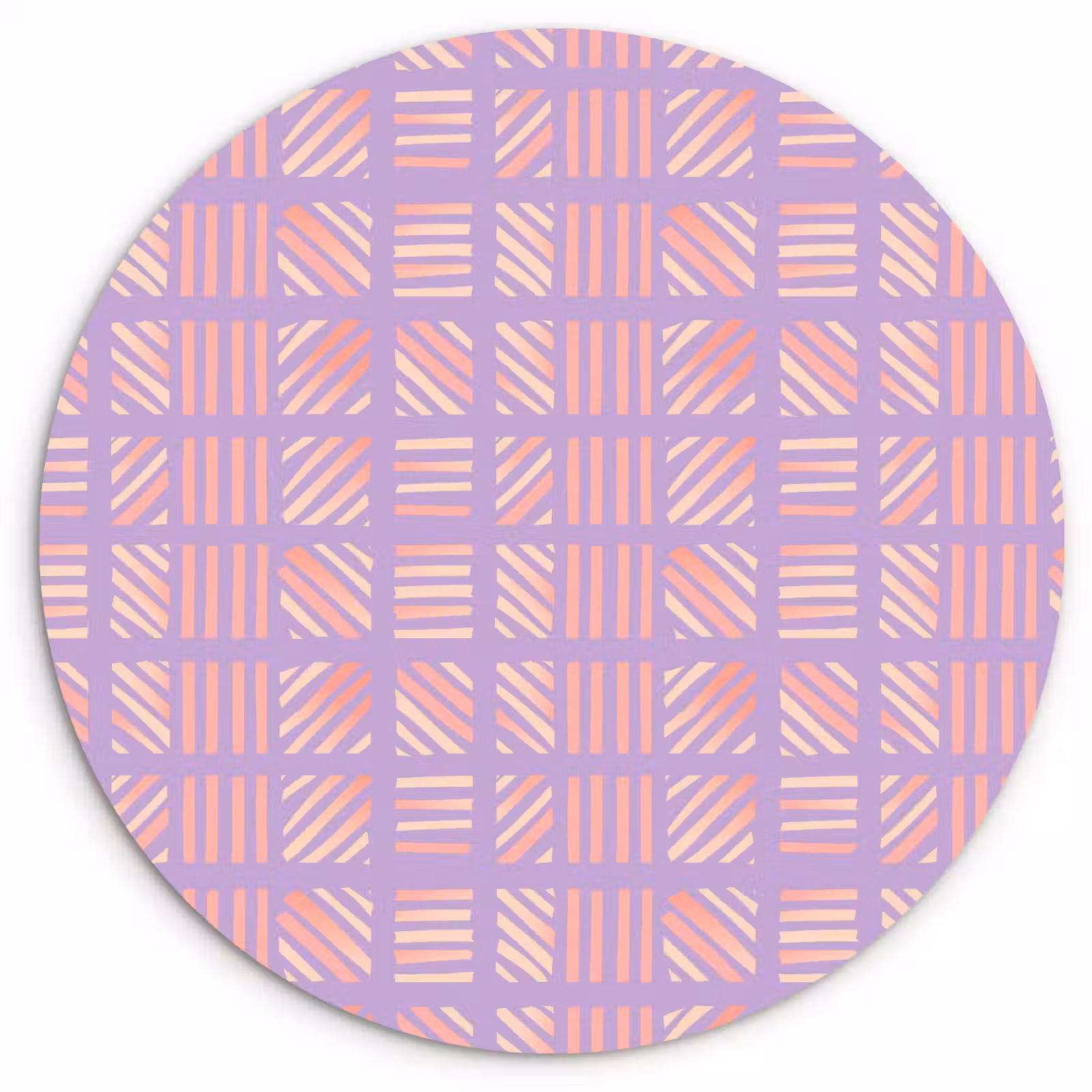 Wandcirkel - Glas - Paars - Roze - Geometrisch - Strepen - Blokken - Patroon — 1