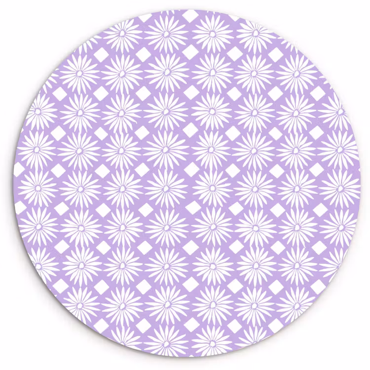 Wandcirkel - Glas - Lila - Botanisch - Bloemen - Margrieten - Patroon — 1