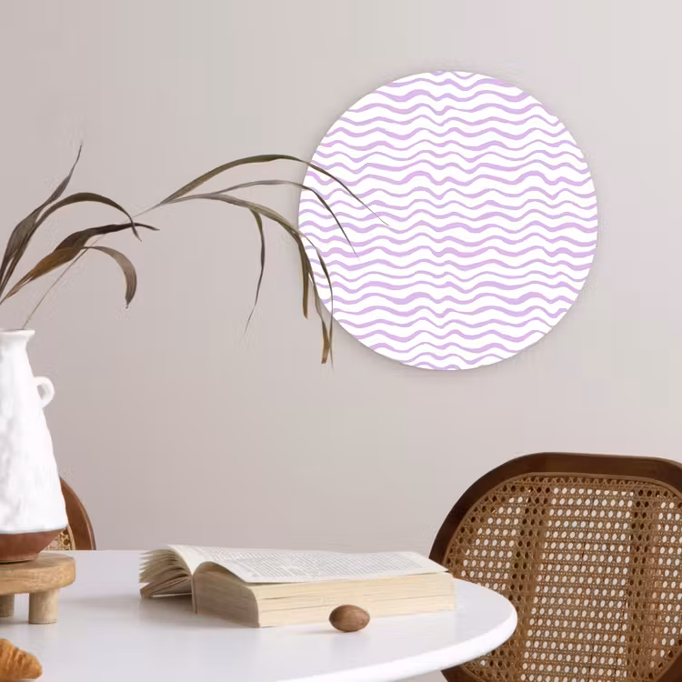 Wandcirkel - Glas - Lila - Geometrisch - Golfjes - Lijnen - Patroon — 4