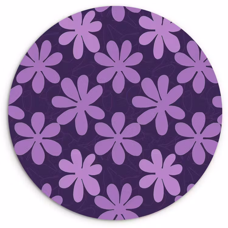 Wandcirkel - Glas - Paars - Botanisch - Bloemen - Retro - Patroon — 1