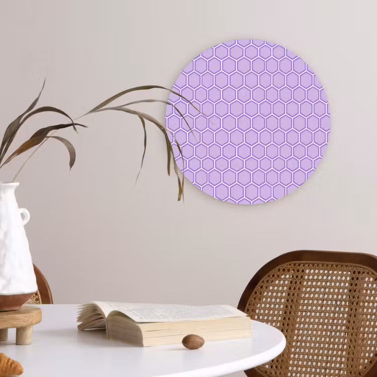 Wandcirkel - Glas - Paars - Geometrisch - Honeycomb - Bijenraat - Patroon — 4