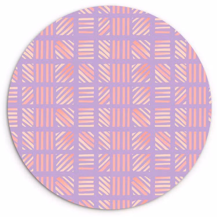 Wandcirkel - Glas - Paars - Roze - Geometrisch - Strepen - Blokken - Patroon — 1
