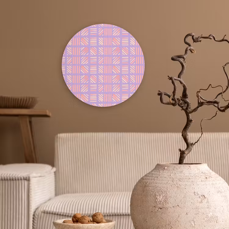 Wandcirkel - Glas - Paars - Roze - Geometrisch - Strepen - Blokken - Patroon — 2