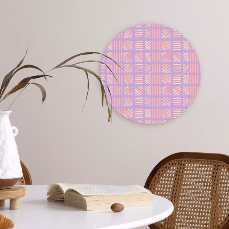 Wandcirkel - Glas - Paars - Roze - Geometrisch - Strepen - Blokken - Patroon — 4