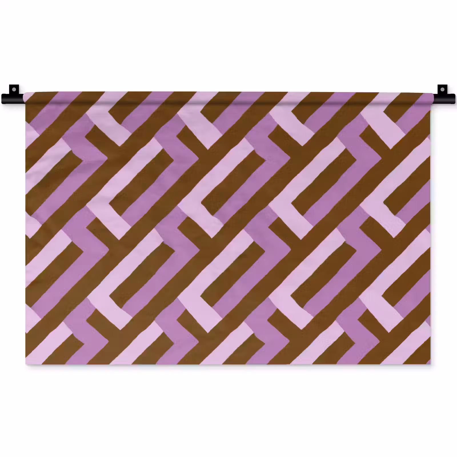 Wandkleed - Bruin - Roze - Geometrisch - Meander - Patroon — 1