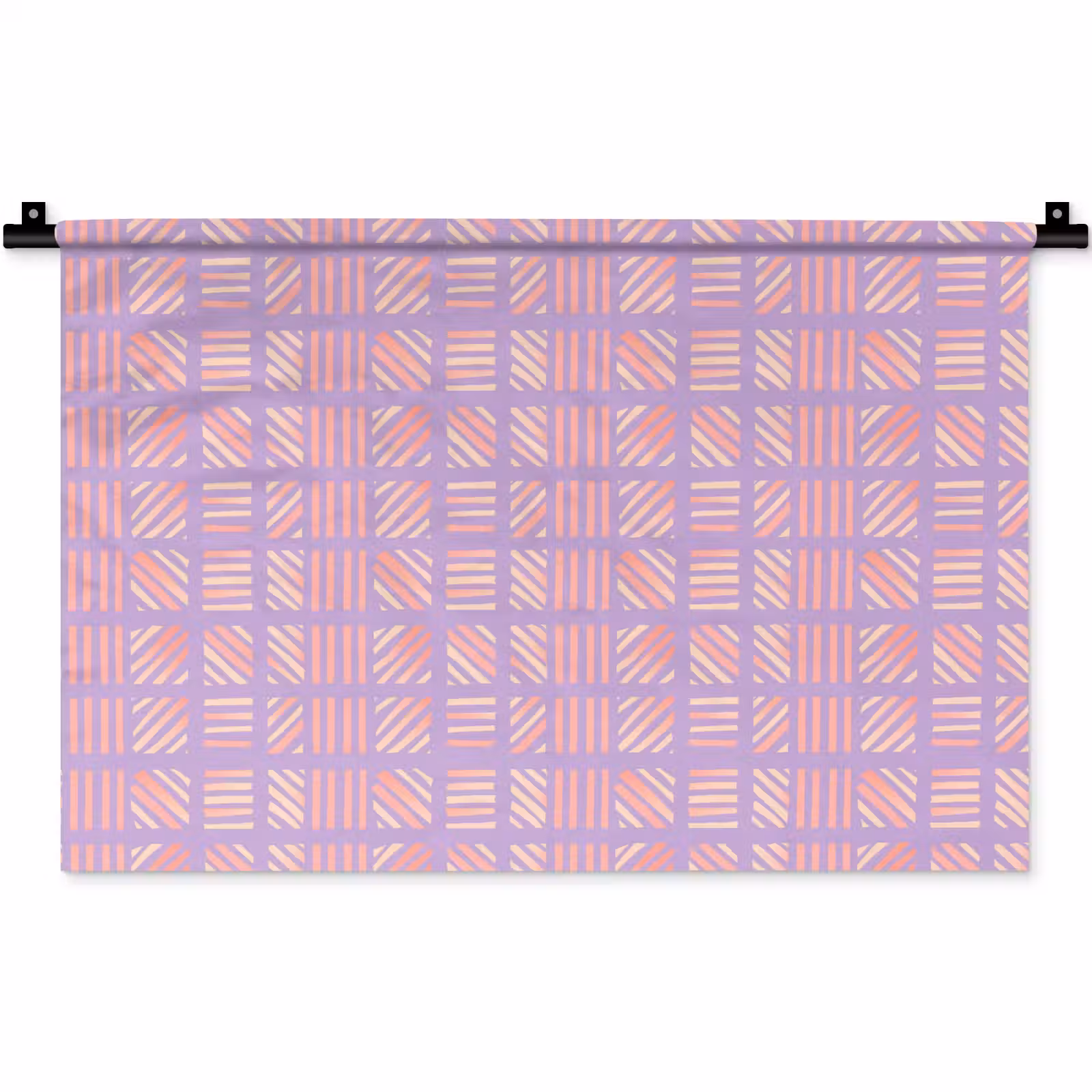 Wandkleed - Paars - Roze - Geometrisch - Strepen - Blokken - Patroon — 1
