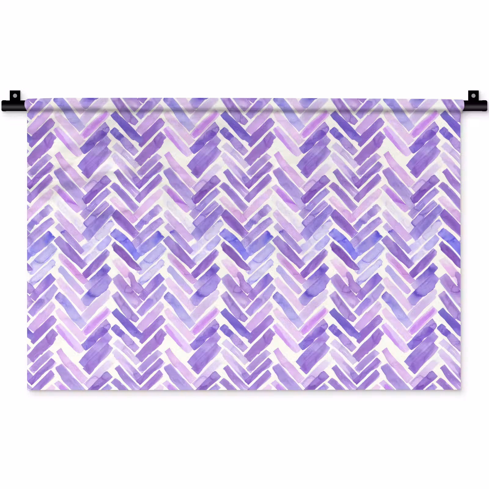 Wandkleed - Paars - Visgraat - Aquarel - Penseelstreken - Patroon — 1