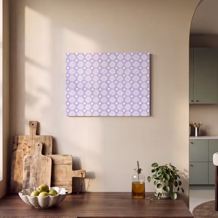 Akoestisch schilderij - Lila - Botanisch - Bloemen - Margrieten - Patroon — 4