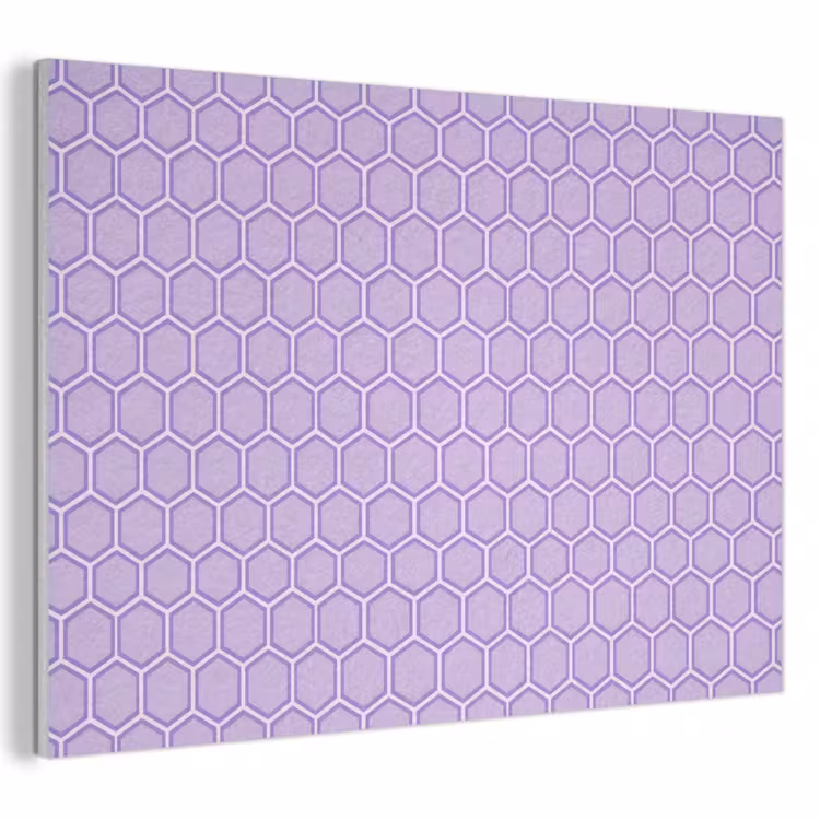 Akoestisch schilderij - Paars - Geometrisch - Honeycomb - Bijenraat - Patroon — 1