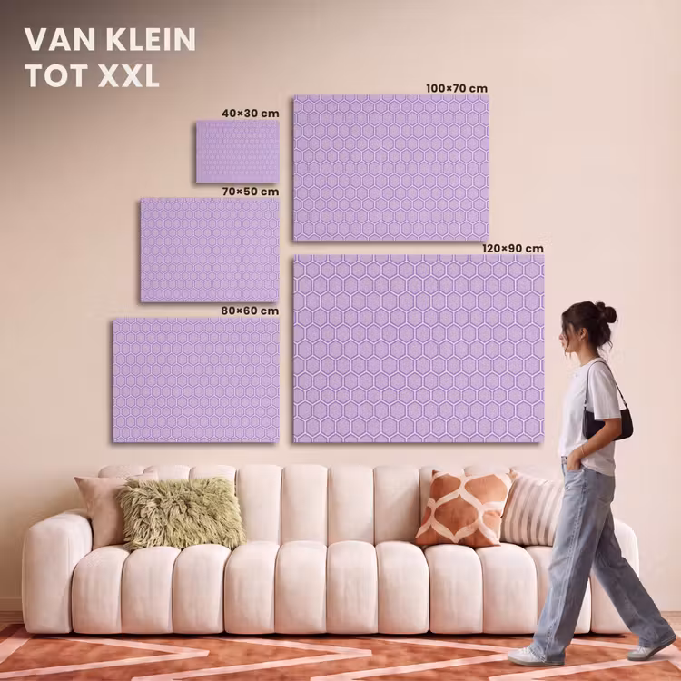 Akoestisch schilderij - Paars - Geometrisch - Honeycomb - Bijenraat - Patroon — 7