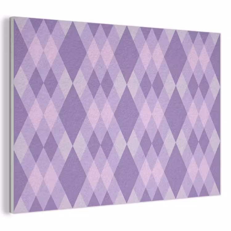 Akoestisch schilderij - Paars - Geometrisch - Ruiten - Argyle - Patroon — 1