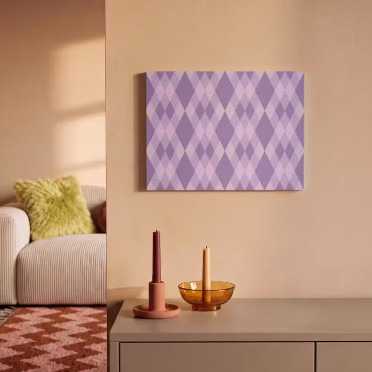 Akoestisch schilderij - Paars - Geometrisch - Ruiten - Argyle - Patroon — 2