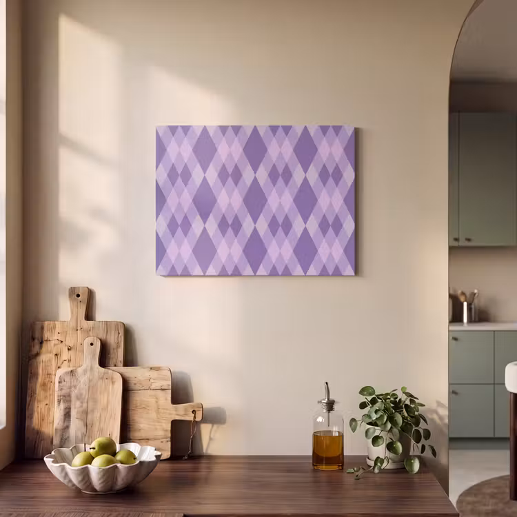 Akoestisch schilderij - Paars - Geometrisch - Ruiten - Argyle - Patroon — 4