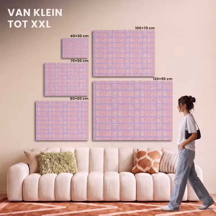 Akoestisch schilderij - Paars - Roze - Geometrisch - Strepen - Blokken - Patroon — 7