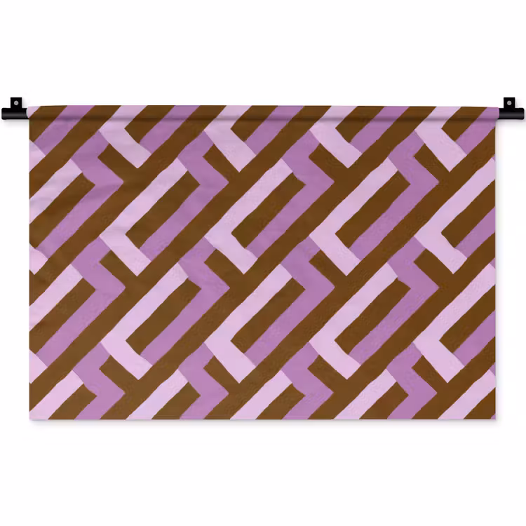Wandkleed - Bruin - Roze - Geometrisch - Meander - Patroon — 1