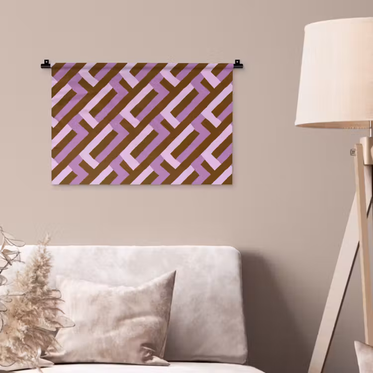 Wandkleed - Bruin - Roze - Geometrisch - Meander - Patroon — 2